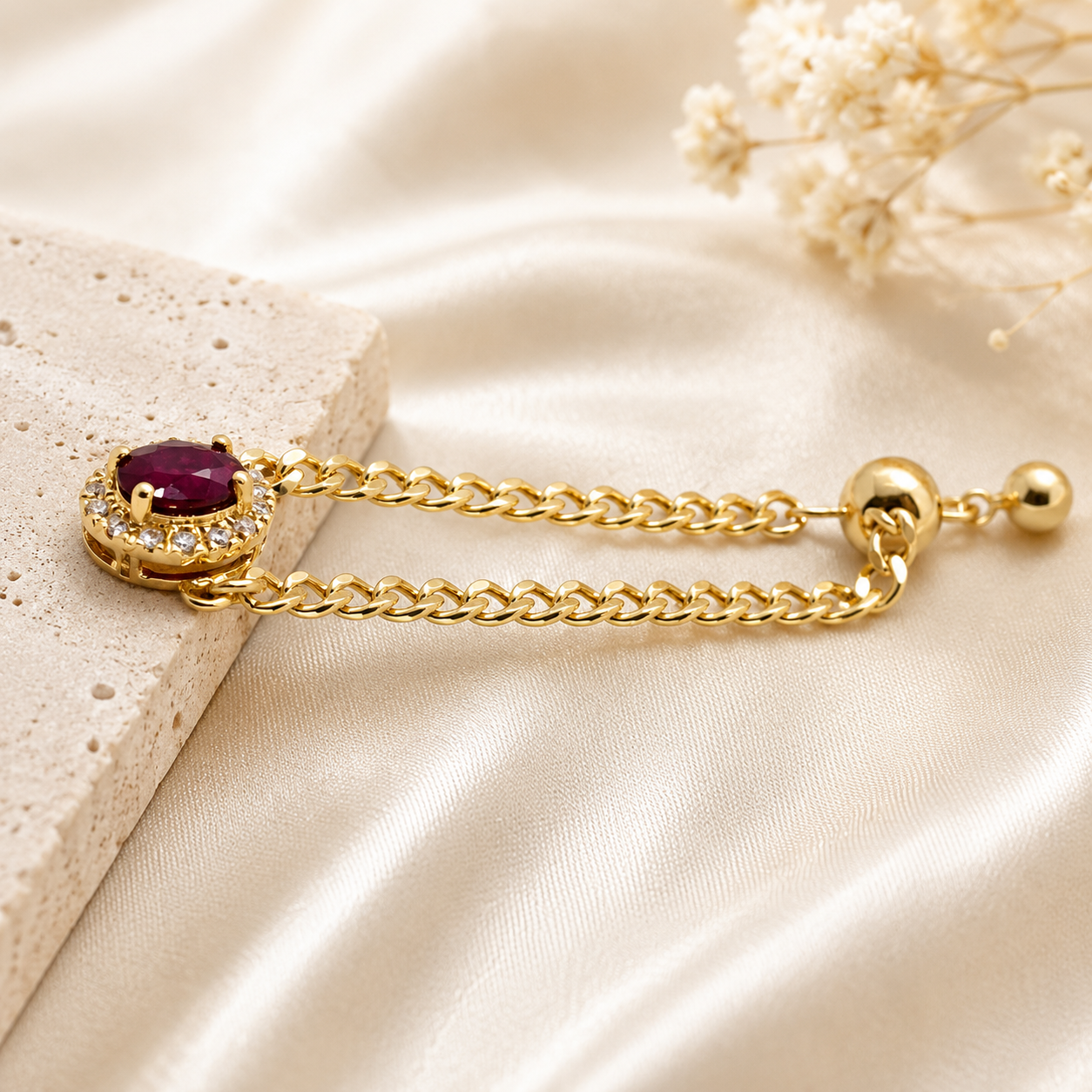 Ruby Bezel Chain Ring